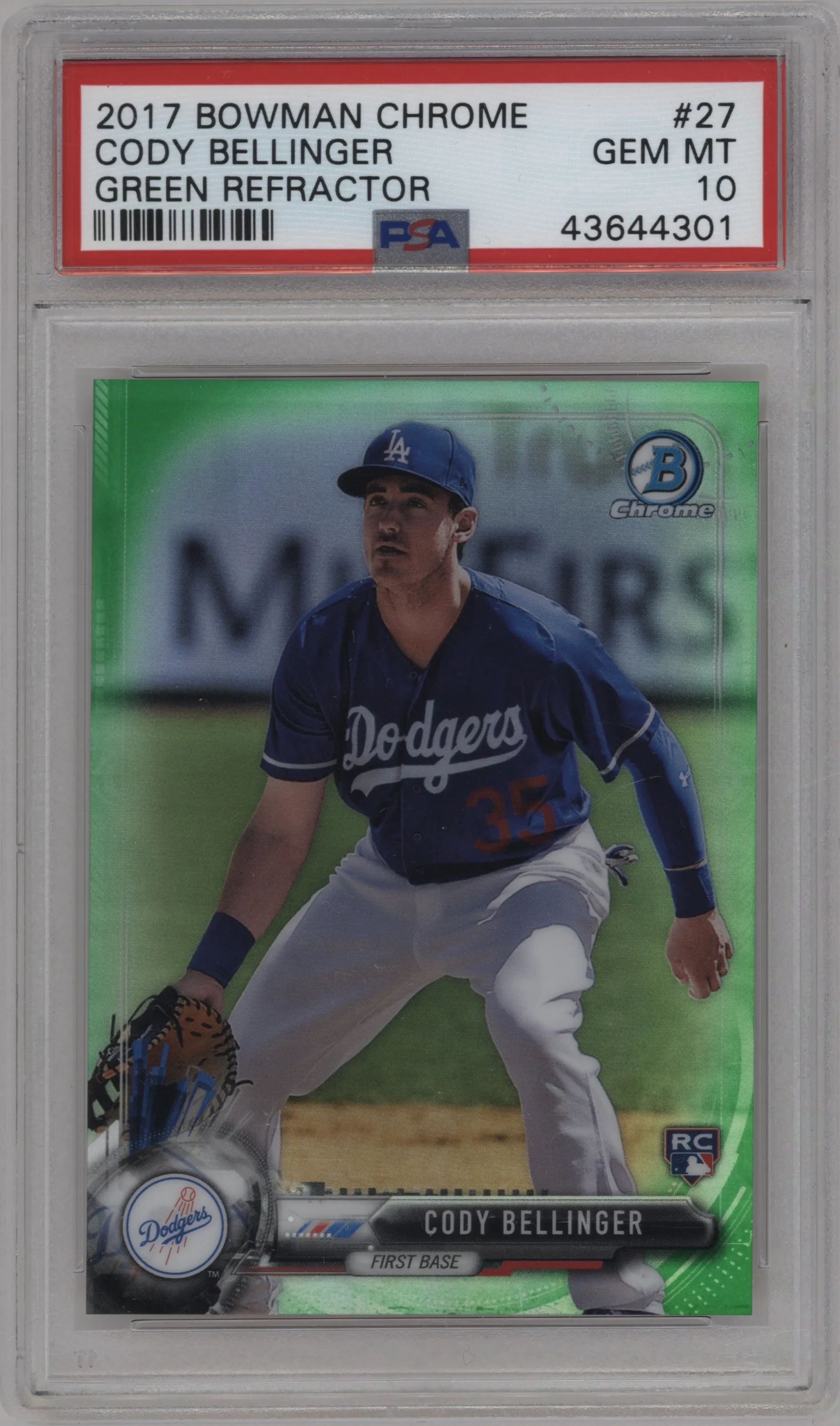 2017 Bowman Chrome Cody Bellinger Green Refractor PSA 10