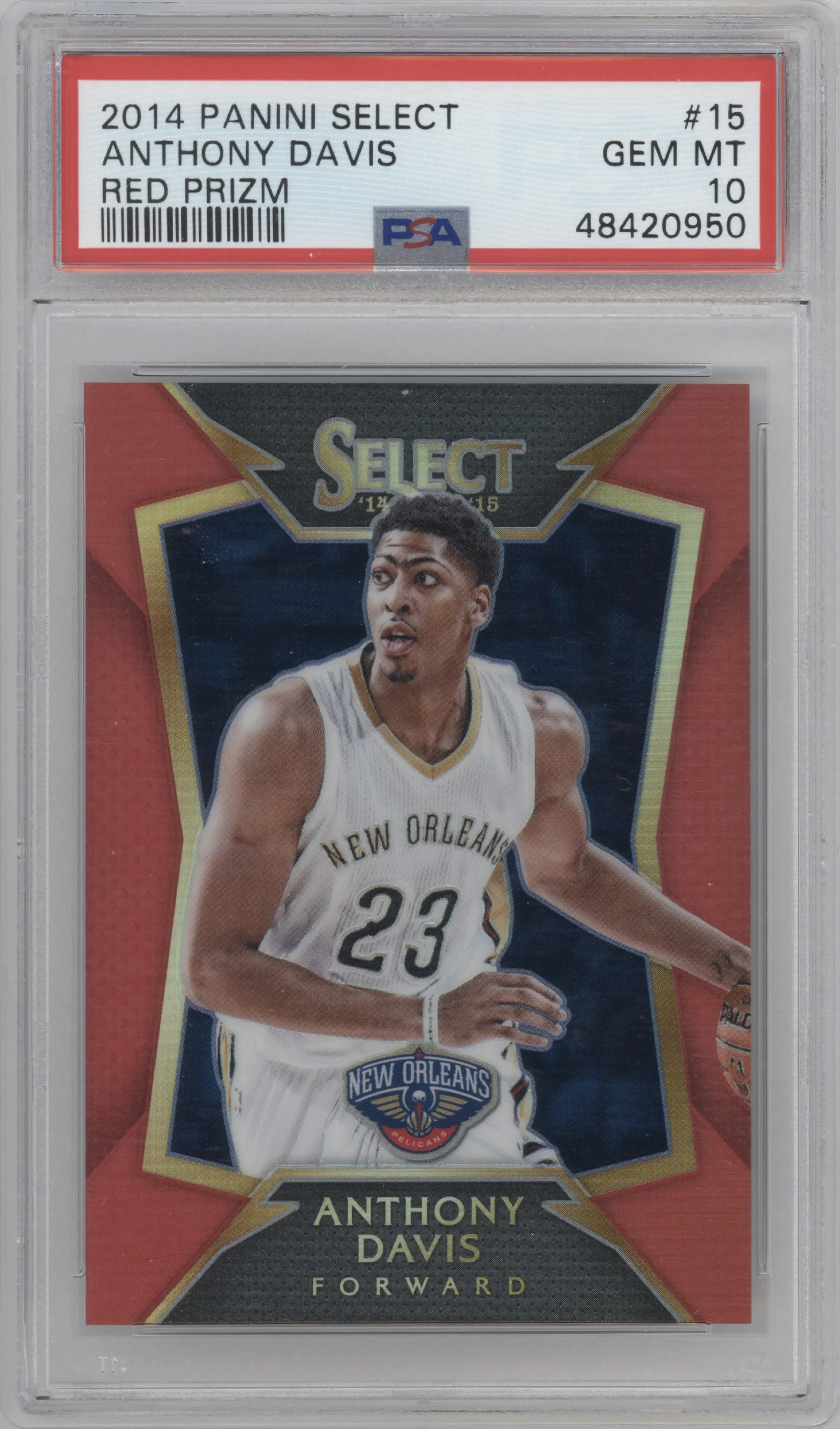 2014 Panini Select Anthony Davis Red Prizm PSA 10