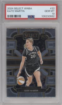 Kate Martin from the 2024 Panini Select WNBA set graded by PSA and given an overall grade of 10.