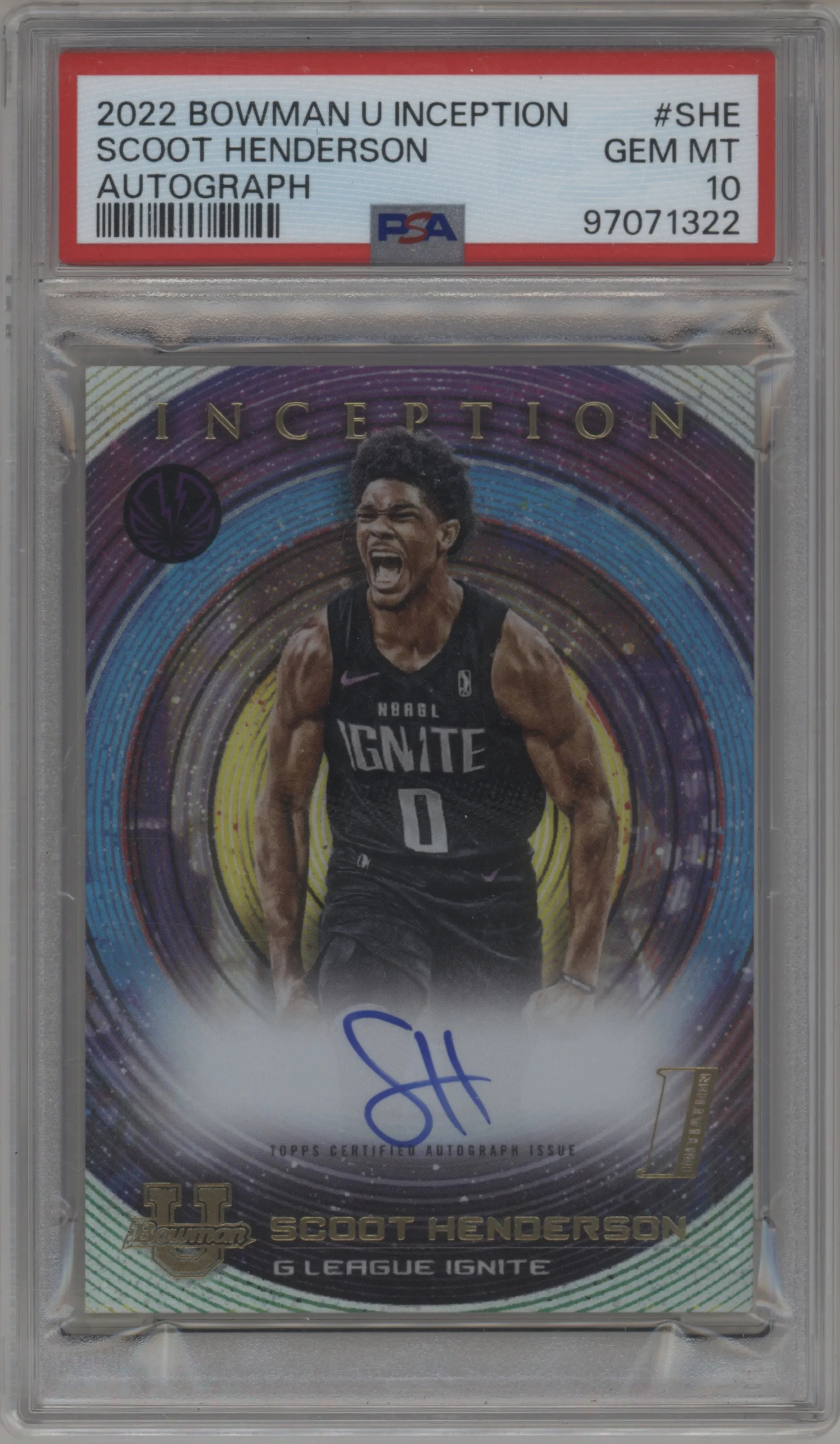 2022 Bowman University Inception Auto Scoot Henderson #BIA-SHE PSA 10