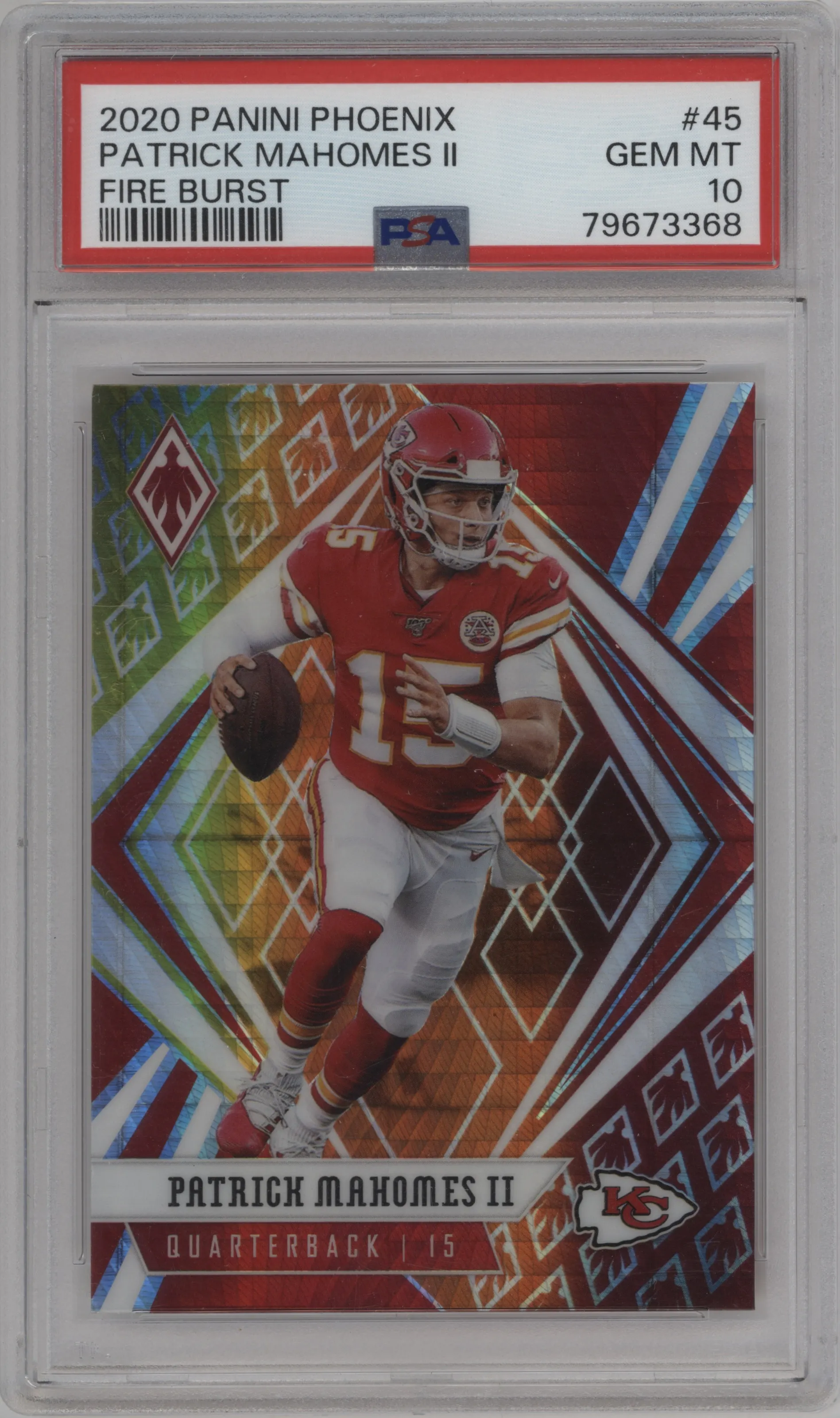 2020 Panini Phoenix Patrick Mahomes II Fire Burst #45 PSA 10