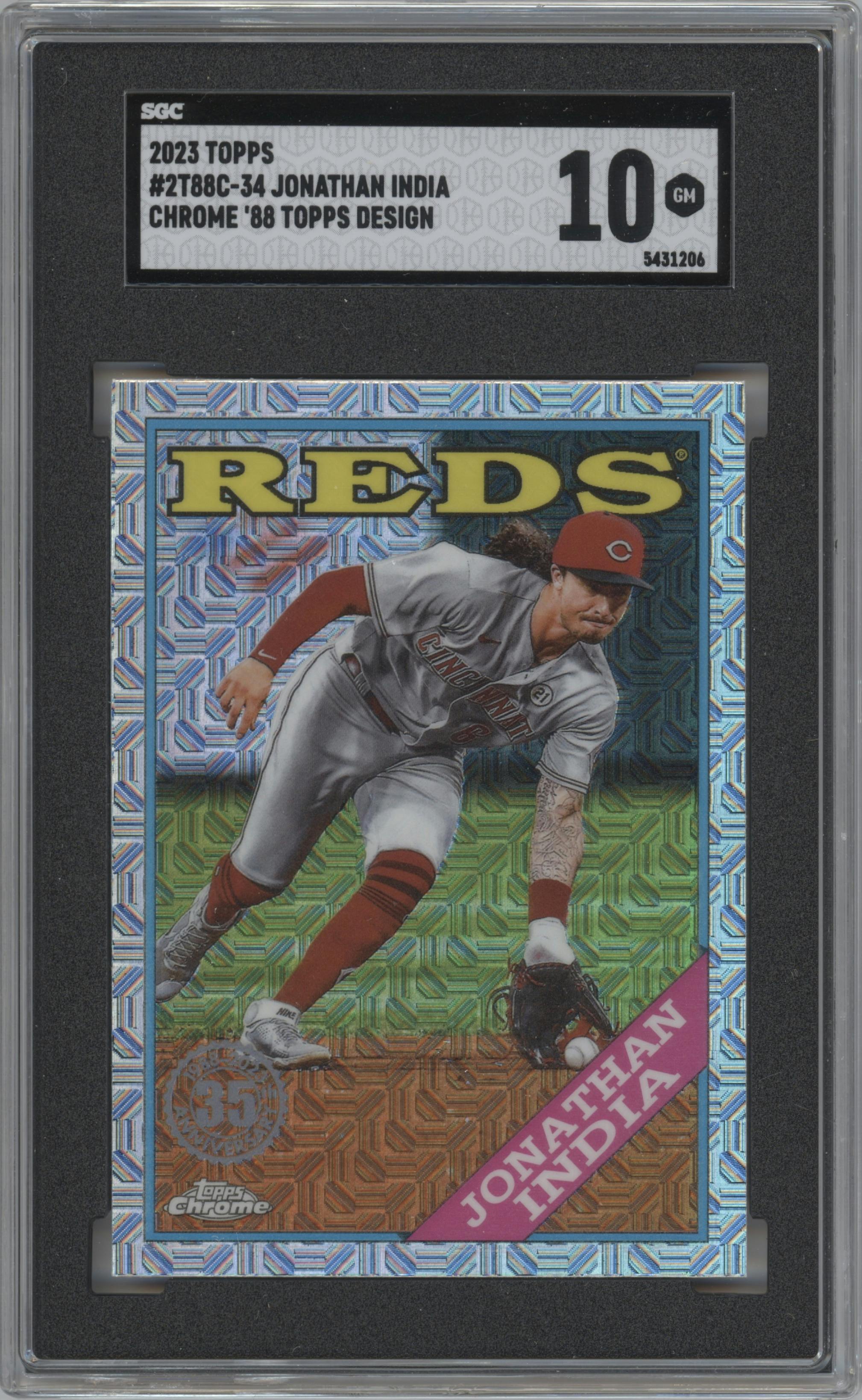 Jonathan India from the 2023 Topps Silver Pack set graded by SGC and given an overall grade of 10.