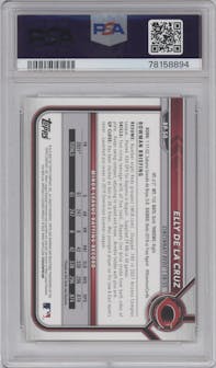 Elly De La Cruz from the 2022 Bowman set graded by PSA and given an overall grade of 10.