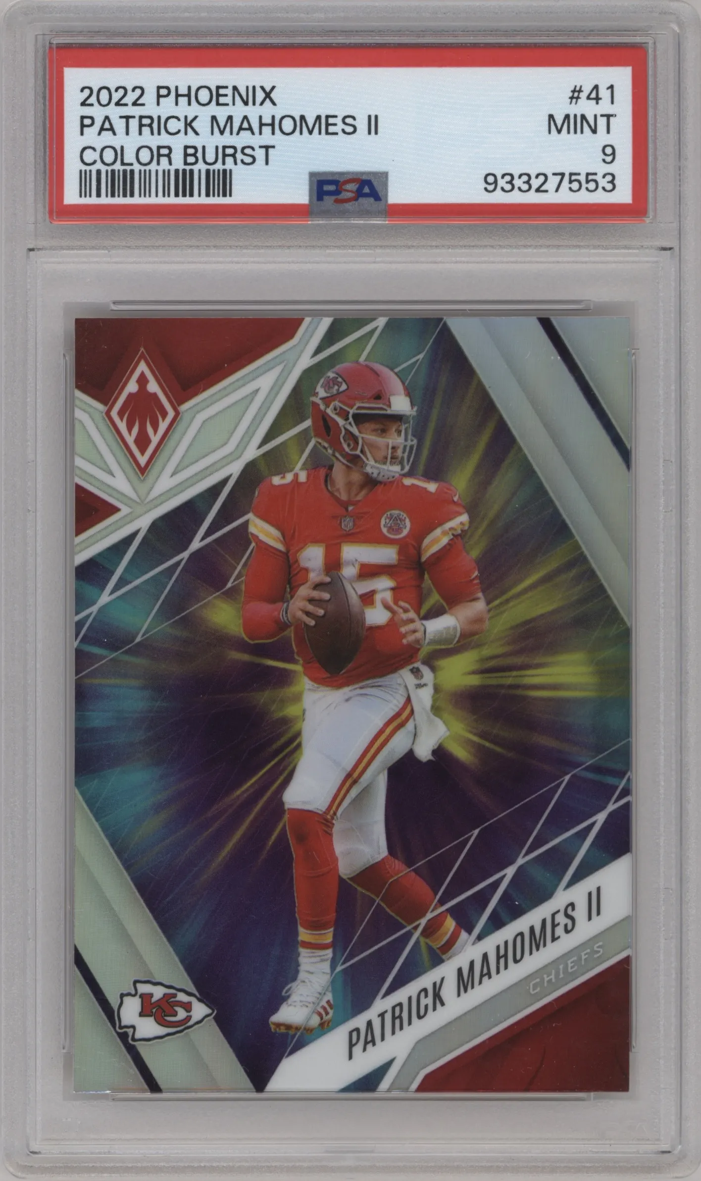 2022 Panini Phoenix Patrick Mahomes II Color Burst #41 PSA 9