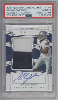Micah Parsons from the 2021 Panini National Treasures set graded by PSA and given an overall grade of 9.