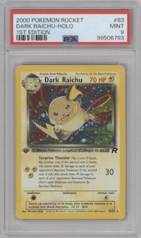 Dark Raichu from the 2000 Pokemon set graded by PSA and given an overall grade of 9.