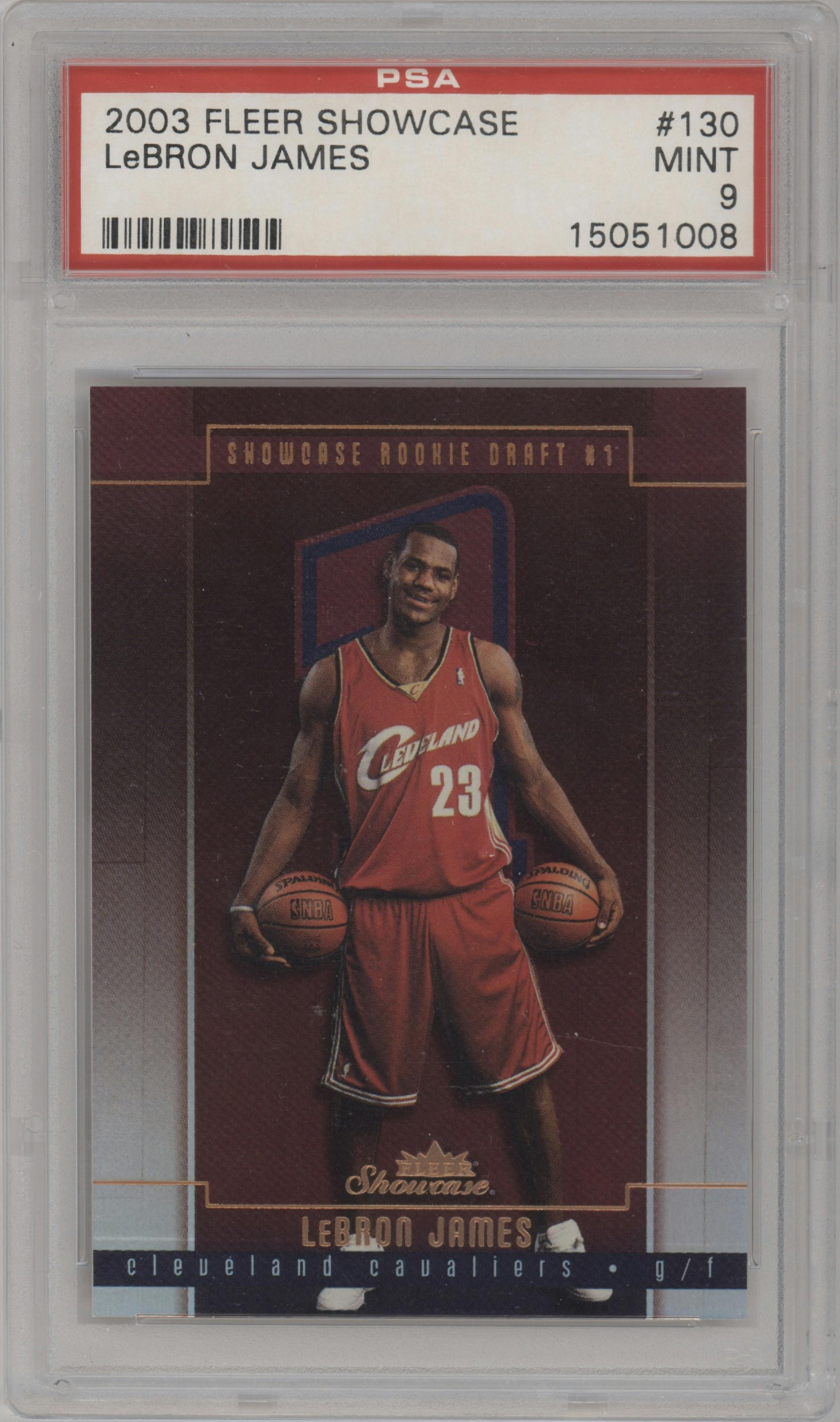 LeBron James from the 2003-04 Fleer Showcase set graded by PSA and given an overall grade of 9.