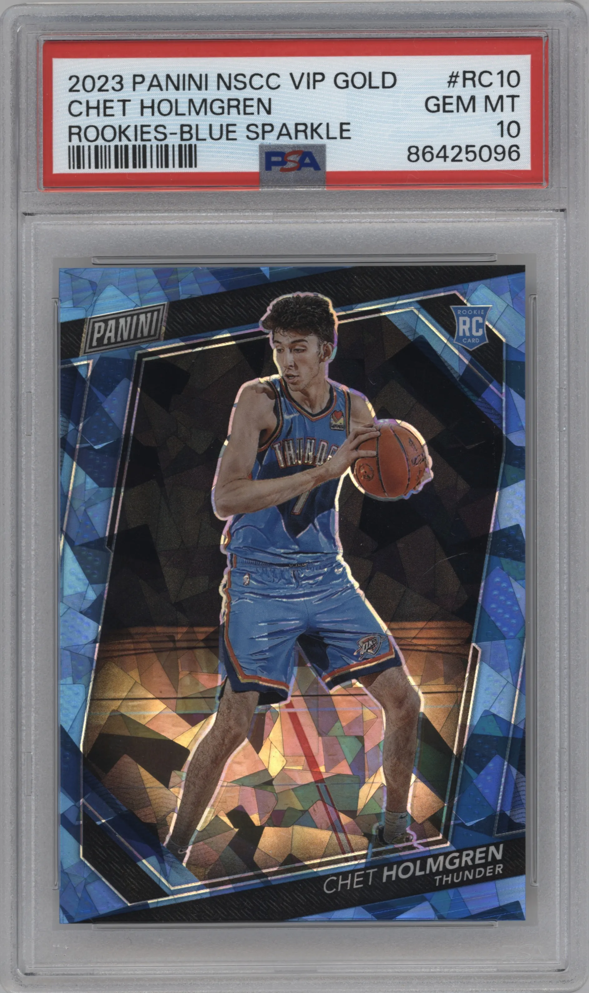 2023 Panini The National VIP Gold Packs Chet Holmgren Blue Sparkle #RC10 PSA 10