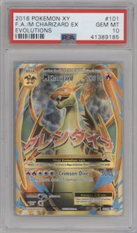 M Charizard EX from the 2016 Pokemon XY set graded by PSA and given an overall grade of 10.