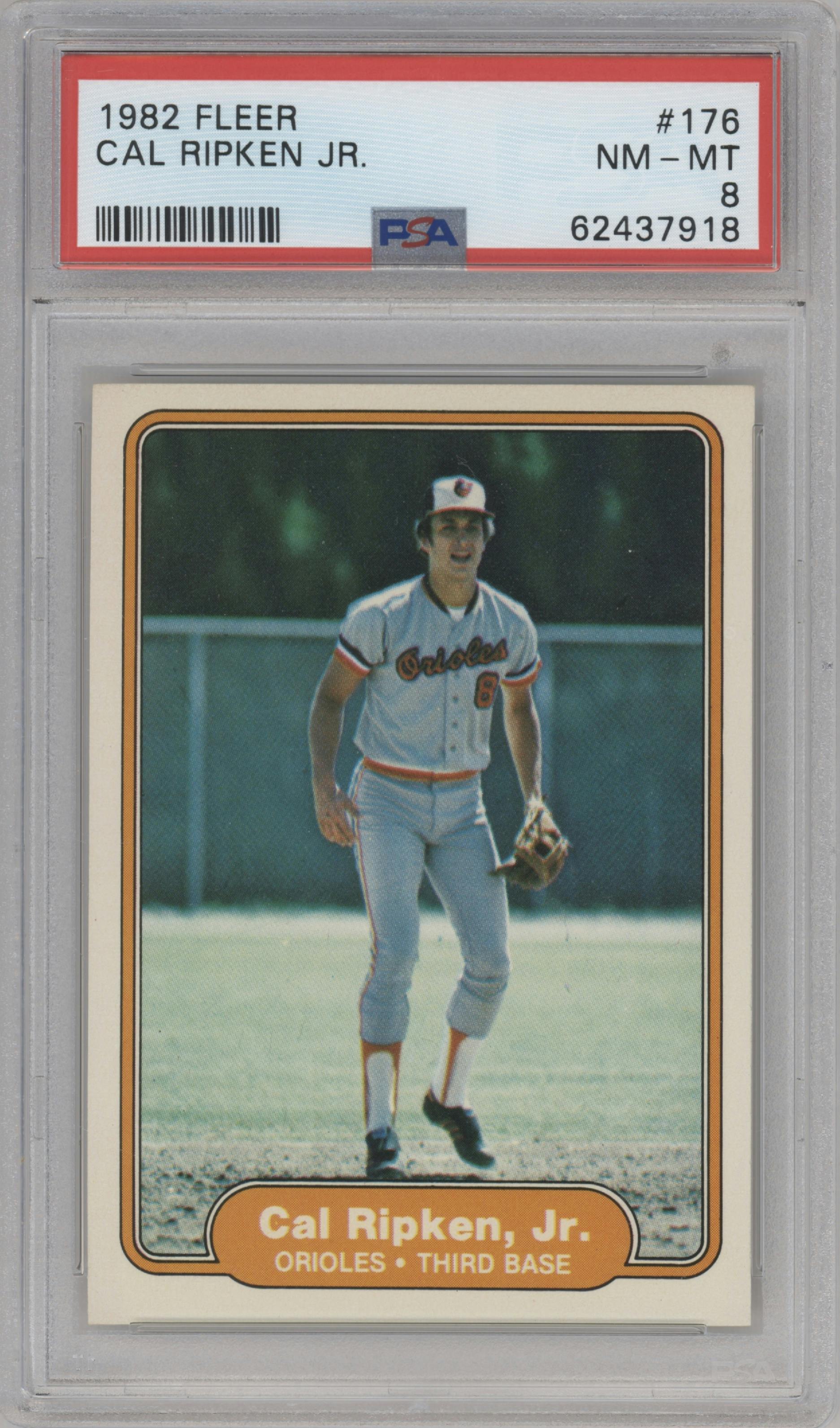 Cal Ripken Jr. from the 1982 Fleer set graded by PSA and given an overall grade of 8.