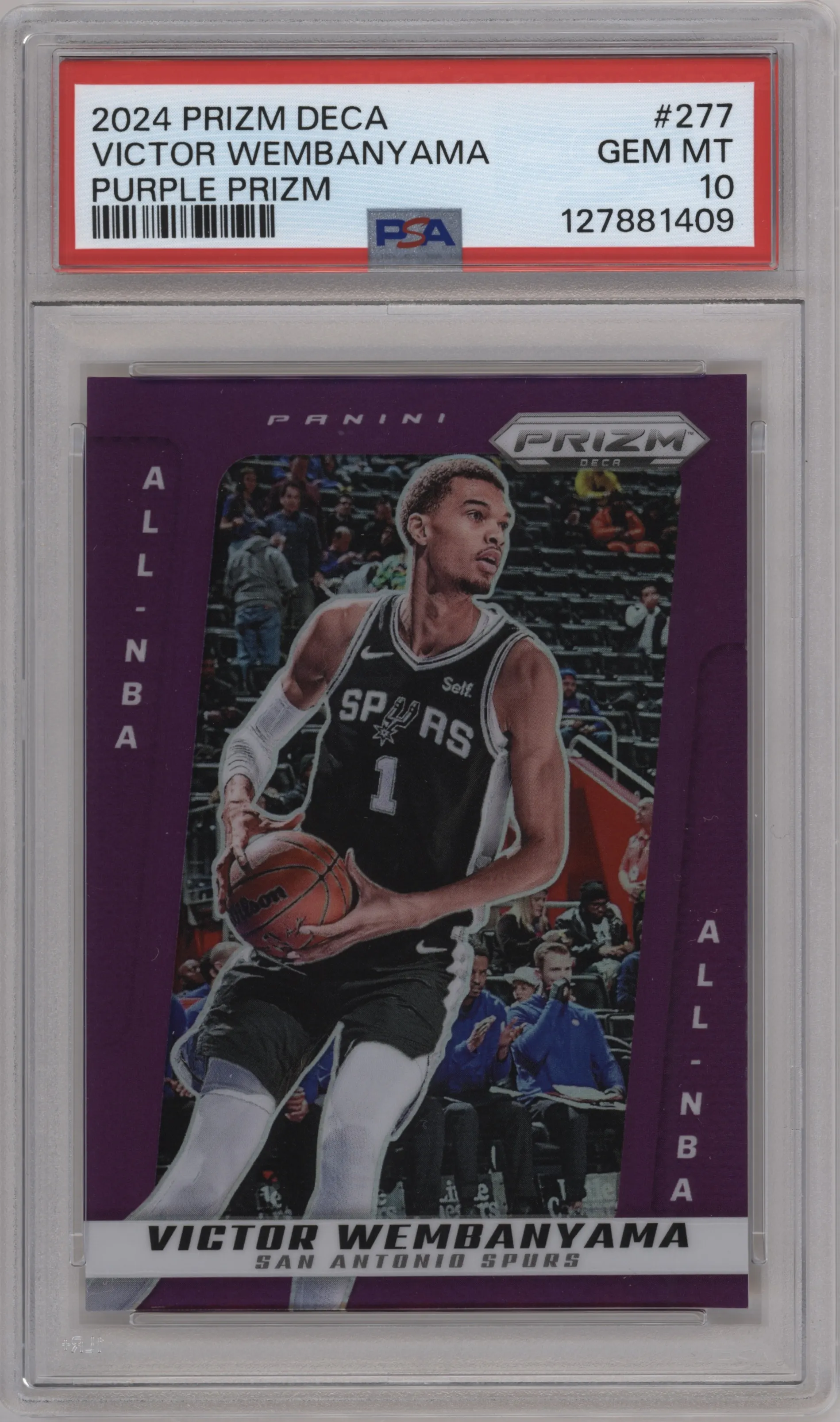 2024 Panini Prizm Deca Victor Wembanyama Purple #277 PSA 10