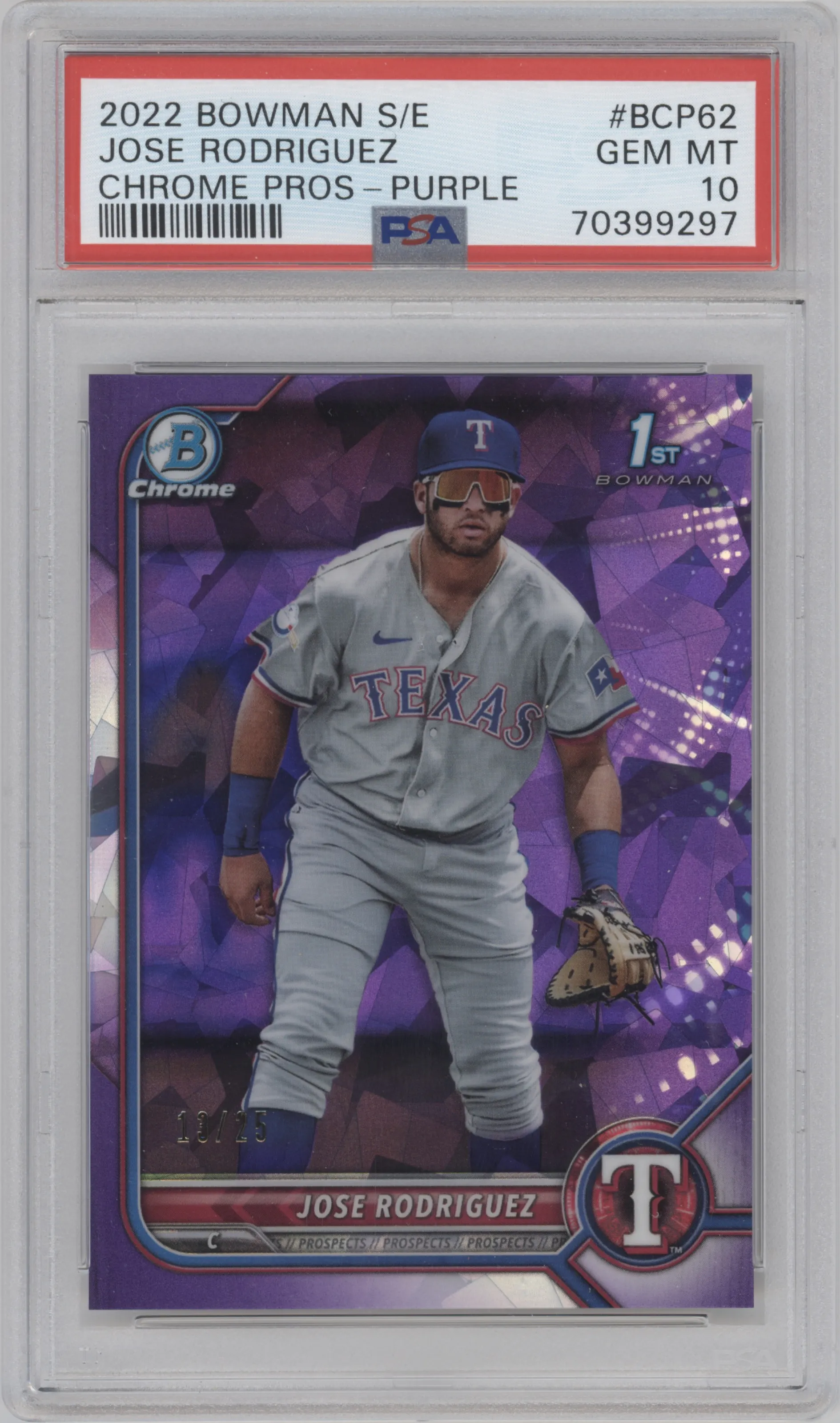 2022 Bowman Sapphire Edition Chr.Pros. Jose Rodriguez Purple PSA 10