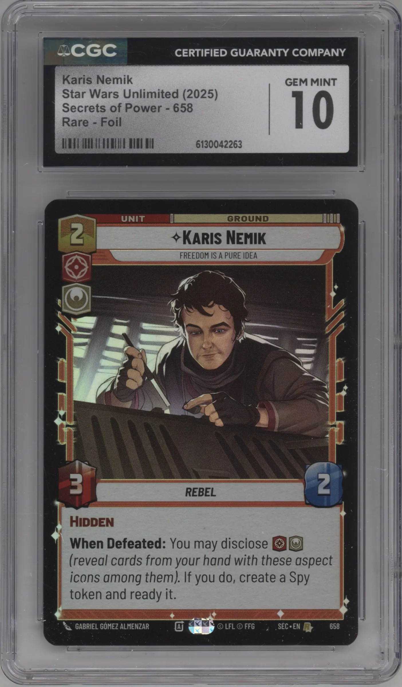2025 Star Wars: Unlimited Secrets of Power Karis Nemik Foil CGC 10
