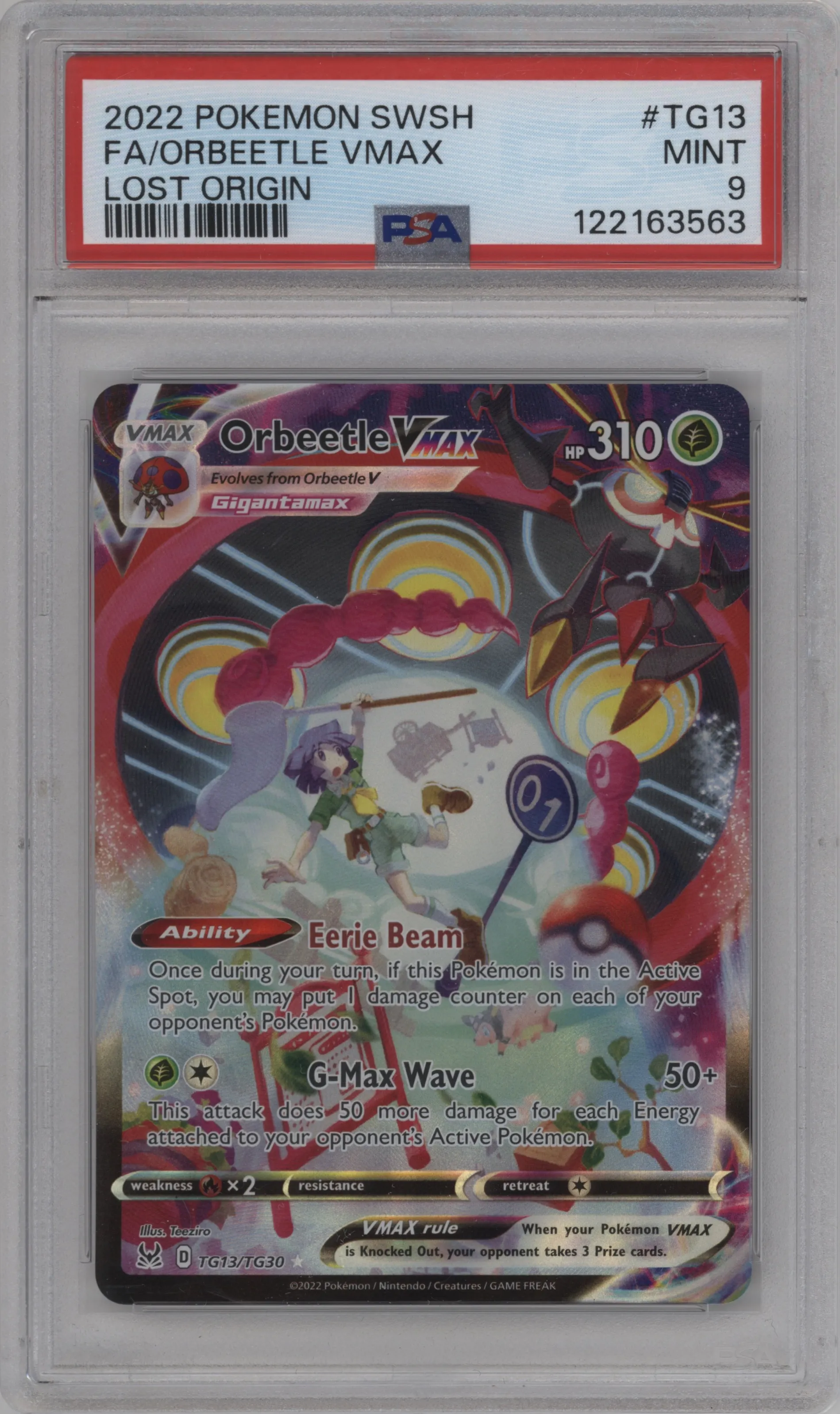 2022 Pokemon SWSH Lost Origin TG Orbeetle VMAX #TG13 PSA 9