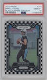 Bryce Young from the 2023 Panini Prizm set featuring a Black/White Checker parallel graded by PSA and given an overall grade of 10.
