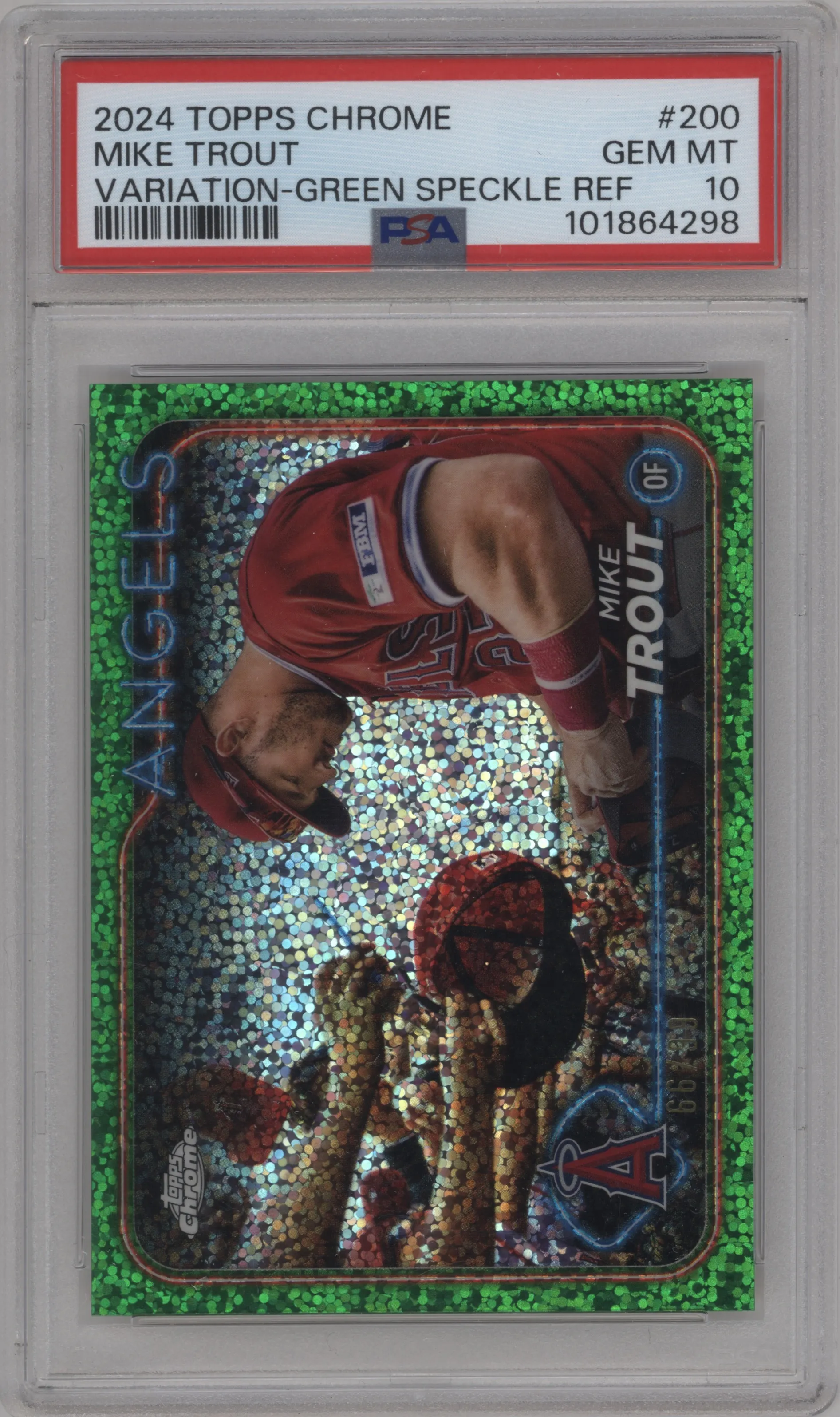 2024 Topps Chrome SP Mike Trout Green Speckle Refractors #200 PSA 10