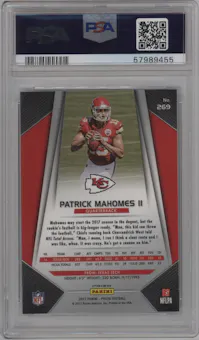Patrick Mahomes II from the 2017 Panini Prizm set featuring a Prizm parallel graded by PSA and given an overall grade of 10.