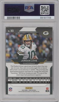 Jordan Love from the 2020 Panini Prizm set graded by PSA and given an overall grade of 10.
