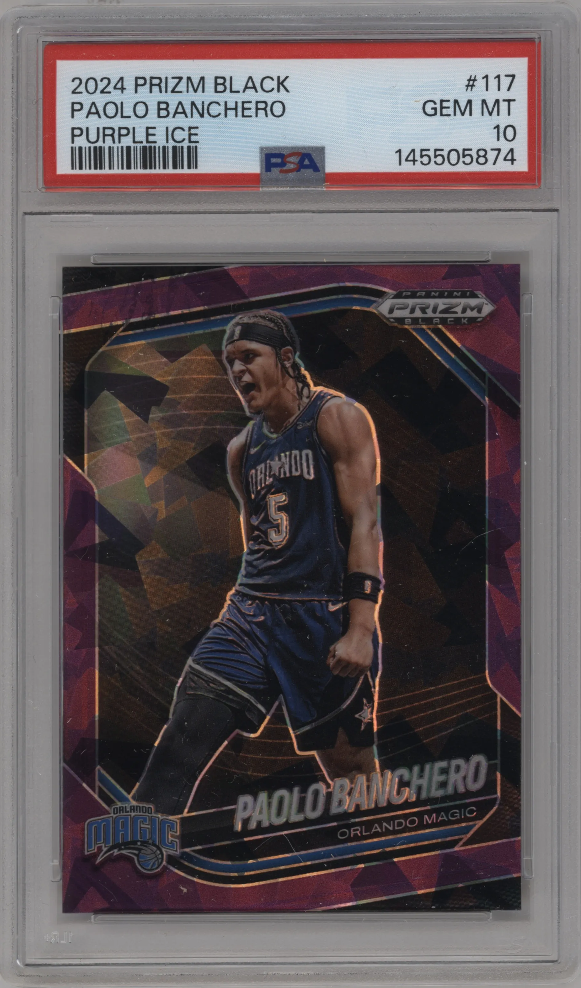 2024 Panini Prizm Black Paolo Banchero Purple Ice Prizm #117 PSA 10