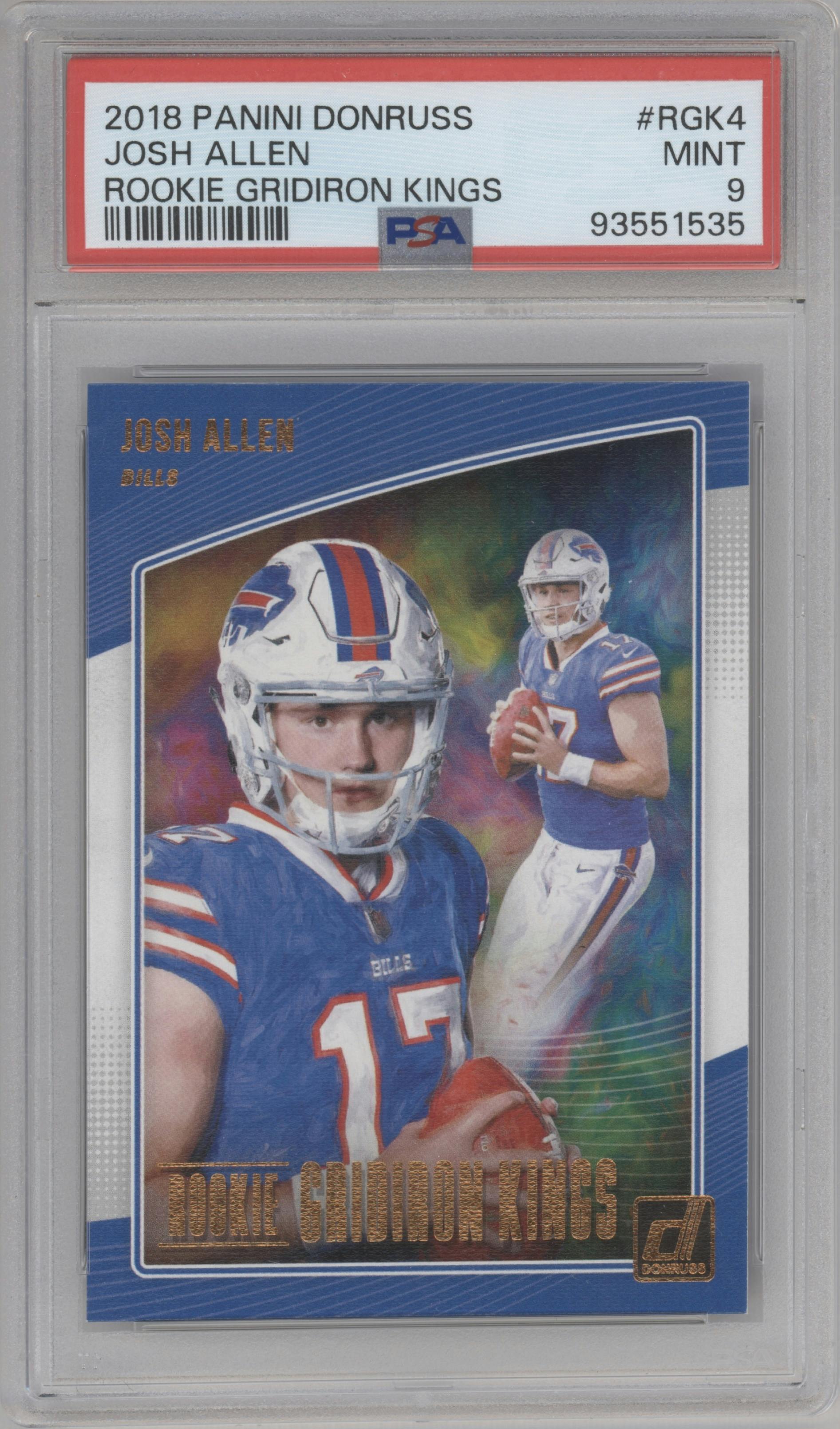 Josh Allen from the 2018 Panini Donruss set graded by PSA and given an overall grade of 9.