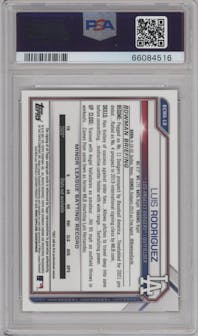 Luis Rodriguez from the 2021 Bowman Chrome Mega Box set graded by PSA and given an overall grade of 10.
