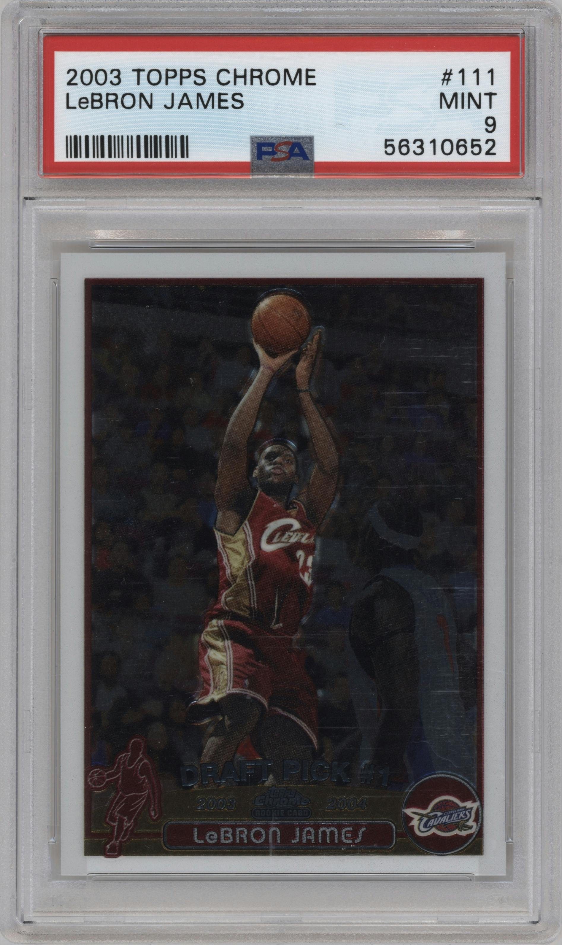 LeBron James from the 2003-04 Topps Chrome set graded by PSA and given an overall grade of 9.