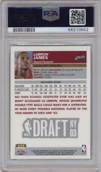 LeBron James from the 2003-04 Topps Chrome set graded by PSA and given an overall grade of 9.