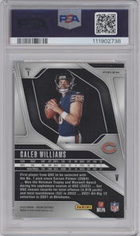 Caleb Williams from the 2024 Panini Prizm set graded by PSA and given an overall grade of 9.