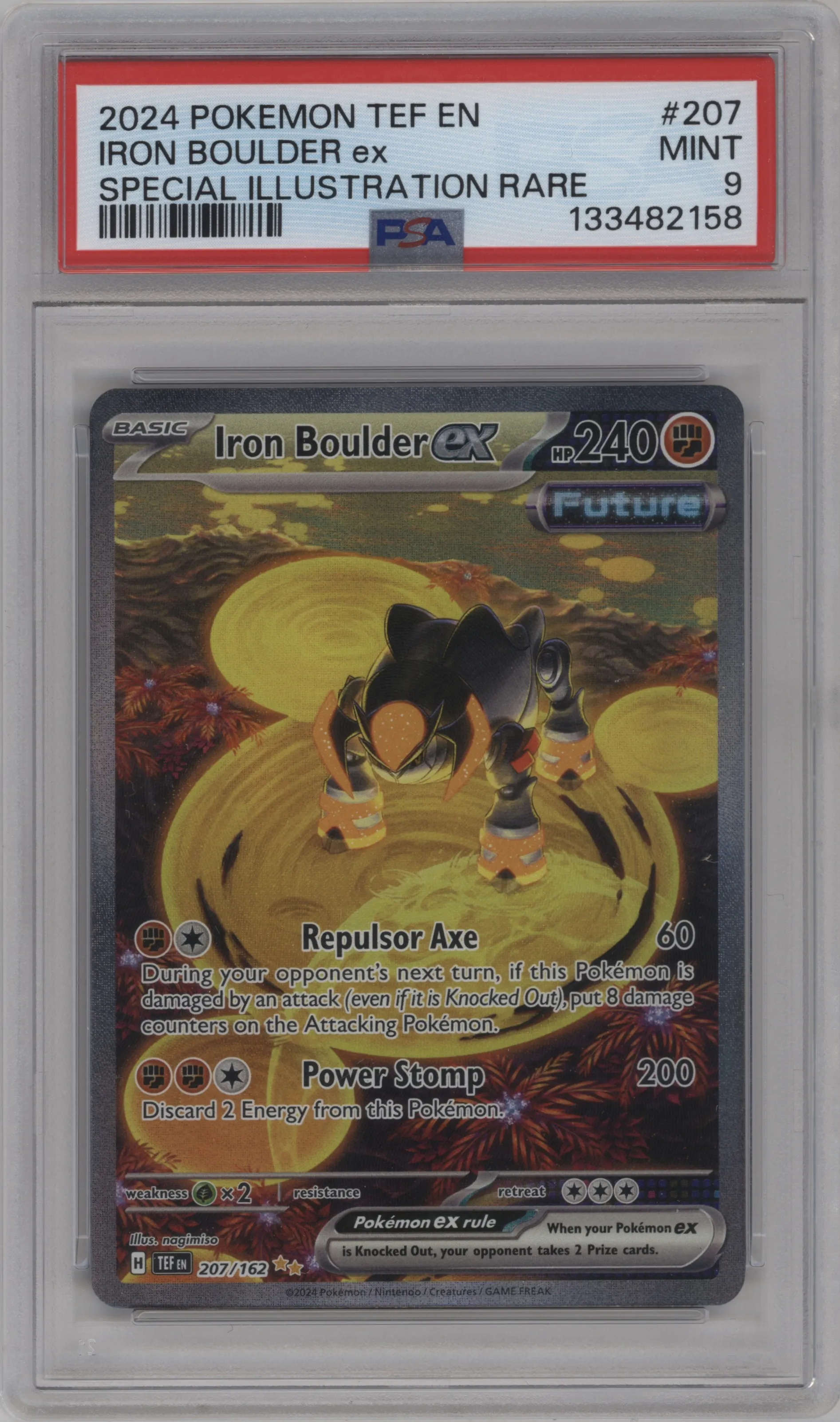 2024 Pokemon SV Temporal Forces Iron Boulder ex #207 PSA 9