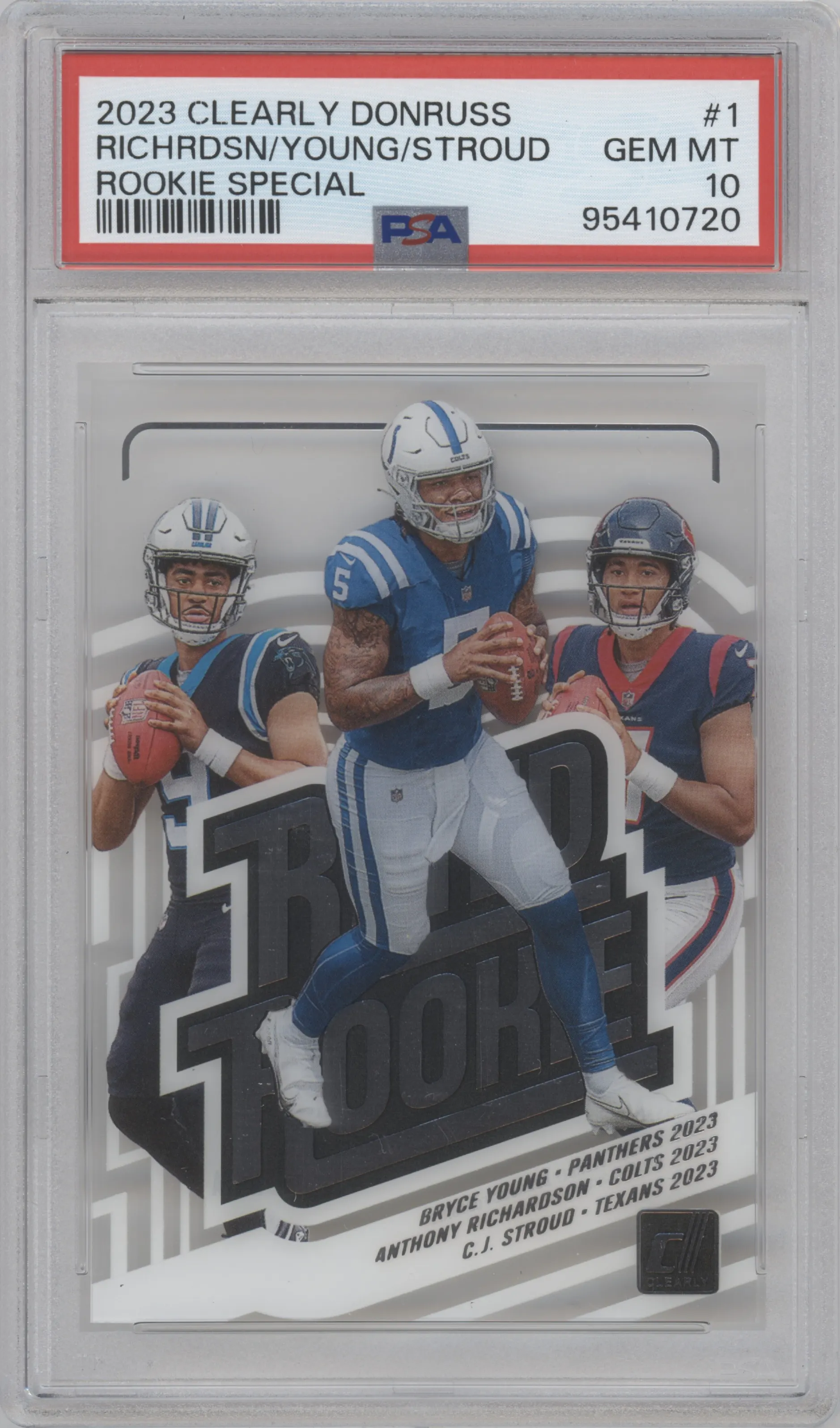 2023 Clearly Donruss Rookie Special Bryce Young/ C.J. Stroud/Anthony Richardson PSA 10