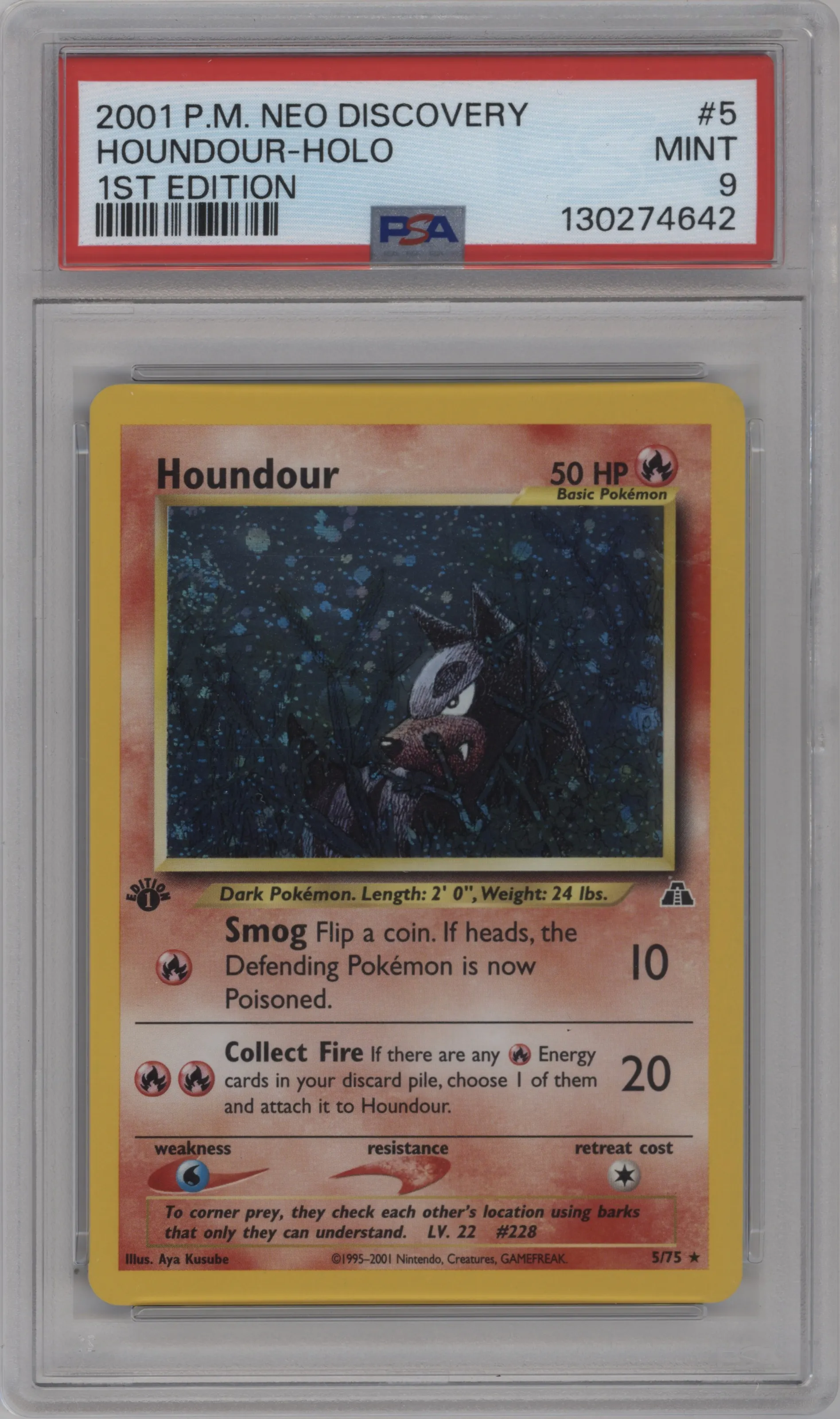 2001 Pokemon Neo Genesis Neo Discovery Houndour #5 PSA 9
