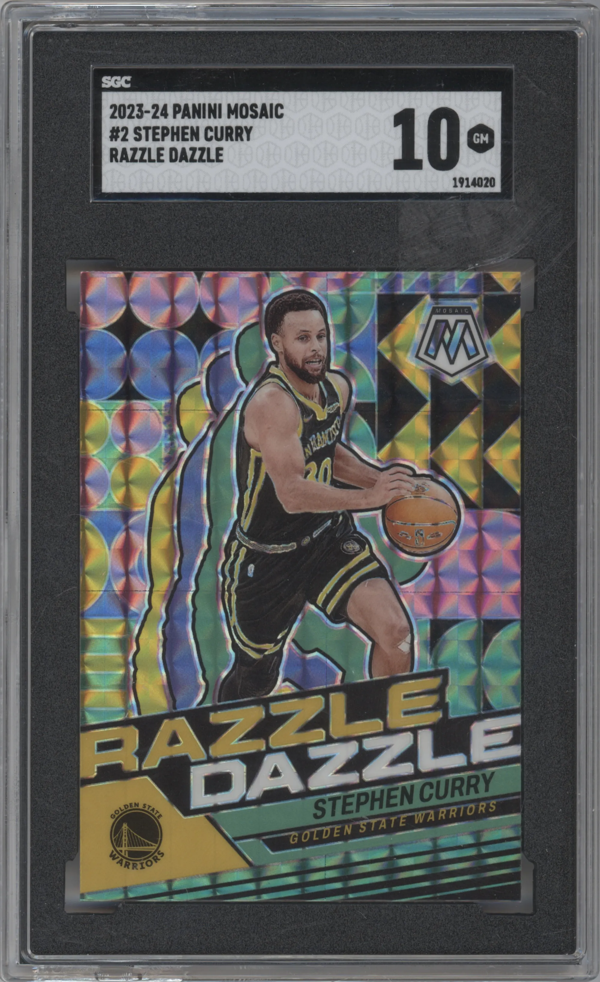 2023 Panini Mosaic Razzle Dazzle Stephen Curry #2 SGC 10