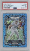 Jack Campbell from the 2023 Panini Prizm set featuring a Blue Sparkle parallel graded by PSA and given an overall grade of 10.