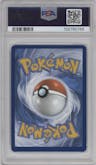 Indeedee from the 2024 Pokemon SV set featuring a Surging Sparks Pre-Release Staff parallel graded by PSA and given an overall grade of 9.