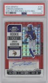 Jordan Addison from the 2023 Panini Zenith set featuring a Red parallel graded by PSA and given an overall grade of 9.