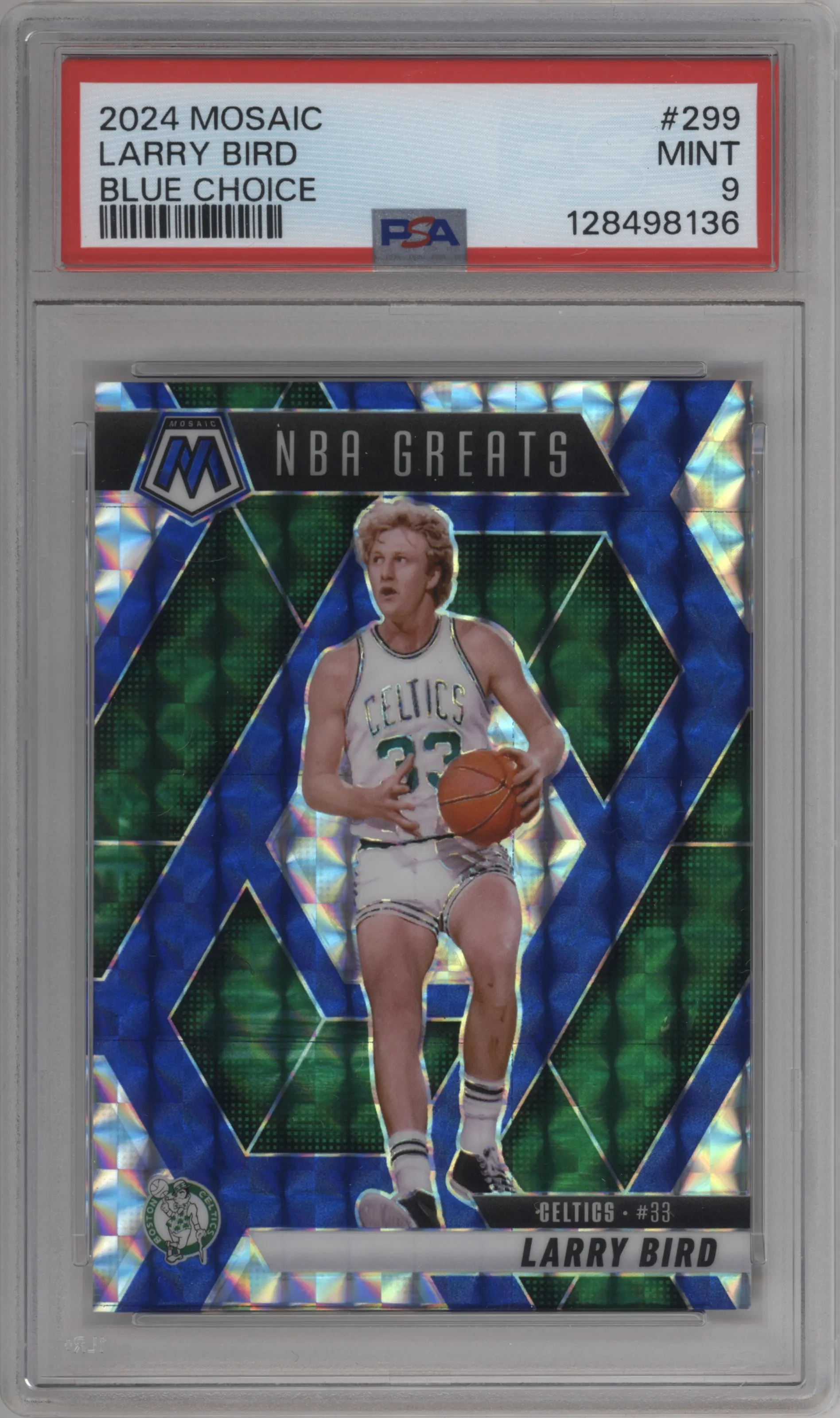 2024 Panini Mosaic Larry Bird Choice Blue Mosaic PSA 9