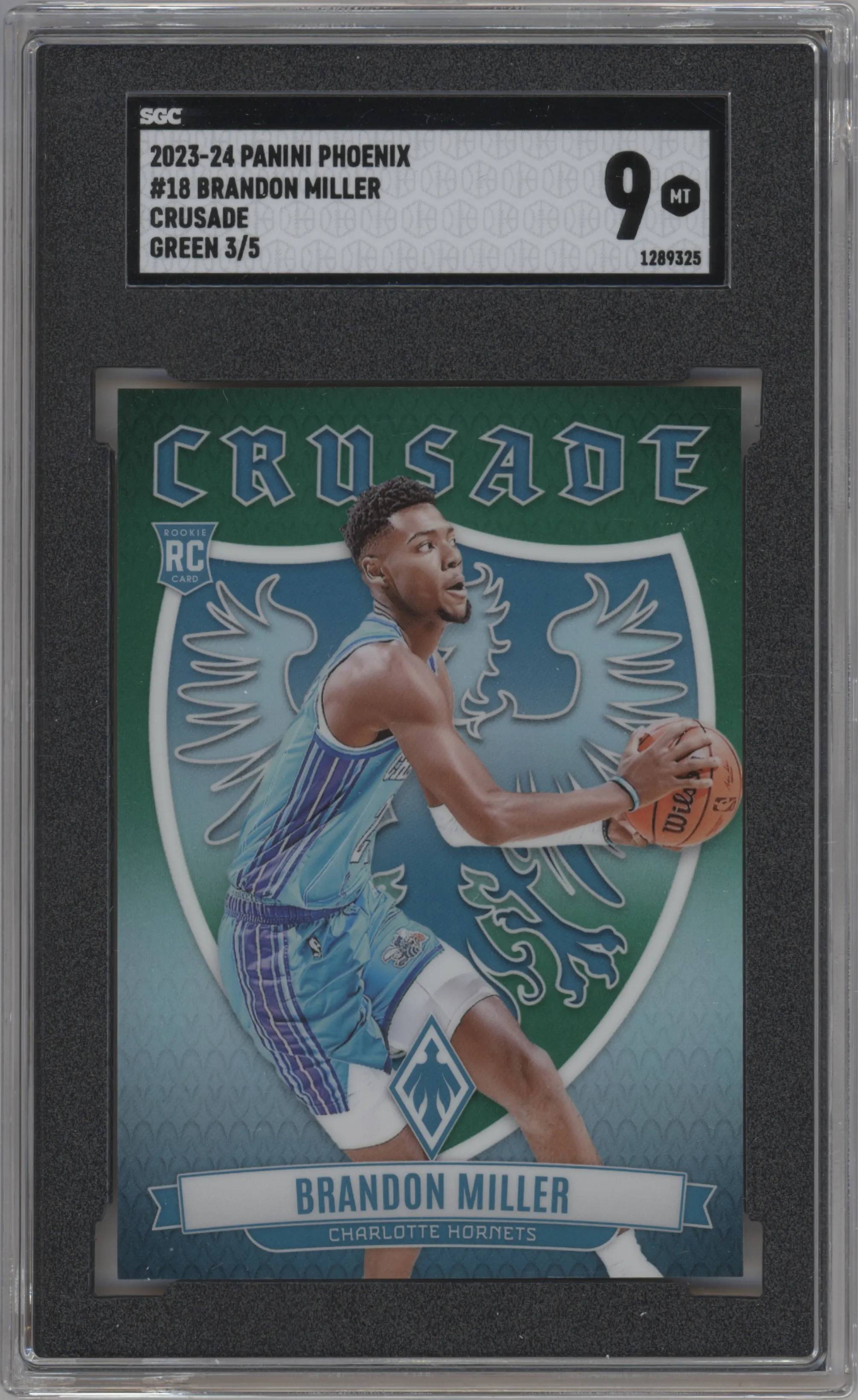 2023 Panini Phoenix Crusade Brandon Miller Green SGC 9