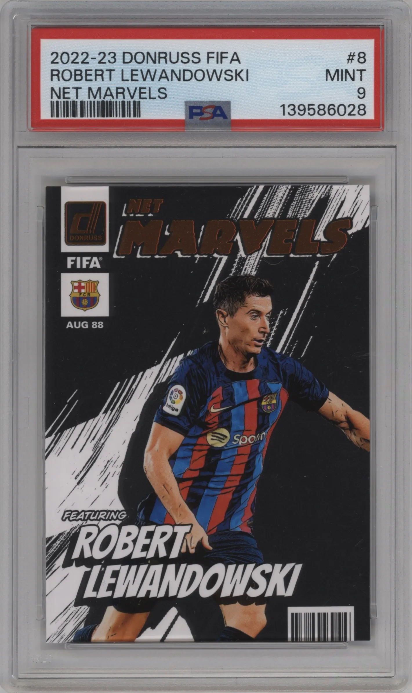 2022 Panini Donruss Net Marvels Robert Lewandowski #8 PSA 9
