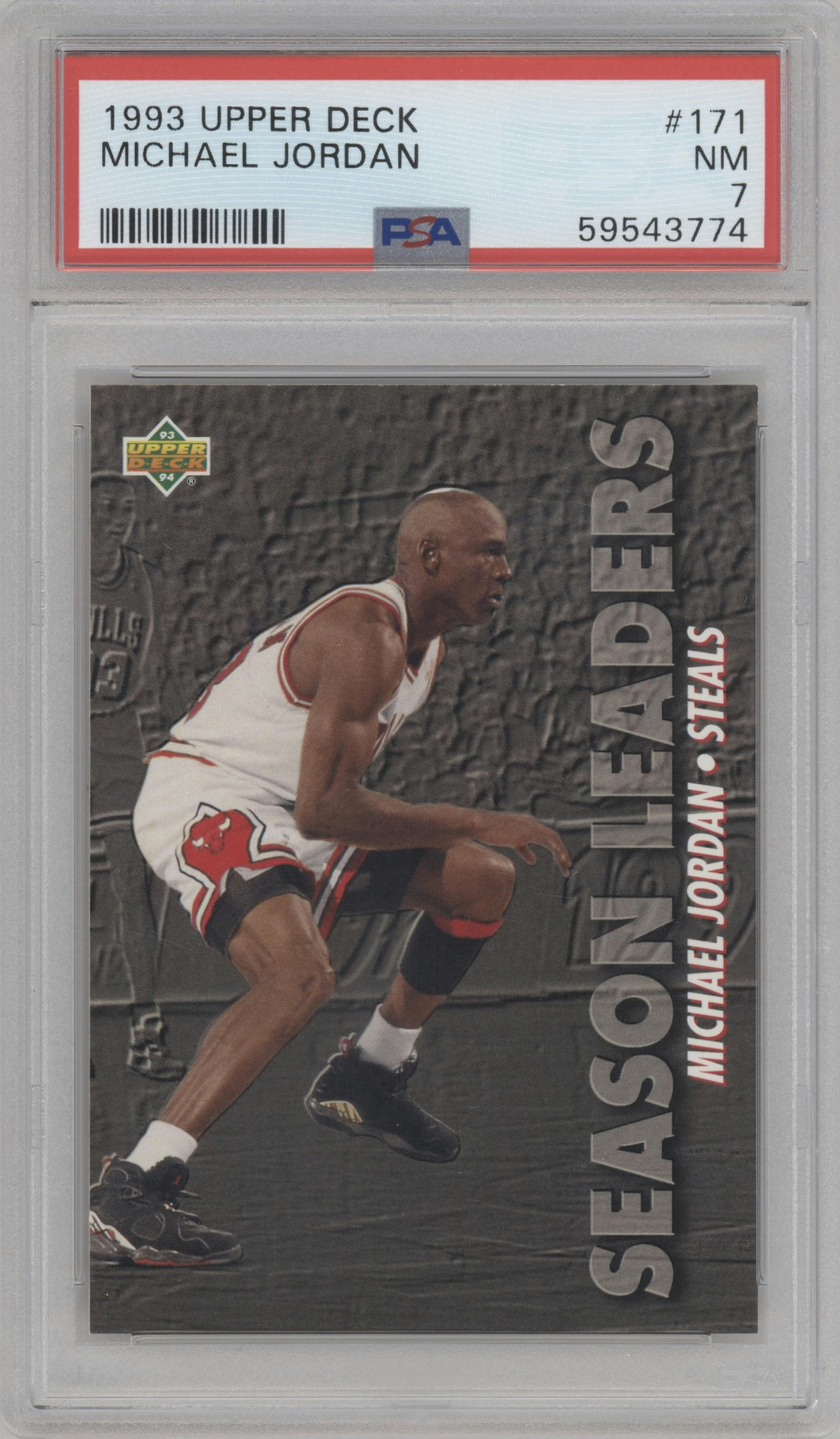 Michael Jordan from the 1993-94 Upper Deck  set graded by PSA and given an overall grade of 7.