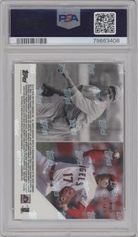 Babe Ruth/Shohei Ohtani from the 2018 Topps Now Moment of the Week set graded by PSA and given an overall grade of 10.