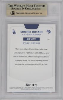 Shohei Ohtani from the 2024 Topps 50/50 set graded by Beckett and given an overall grade of 9.5.