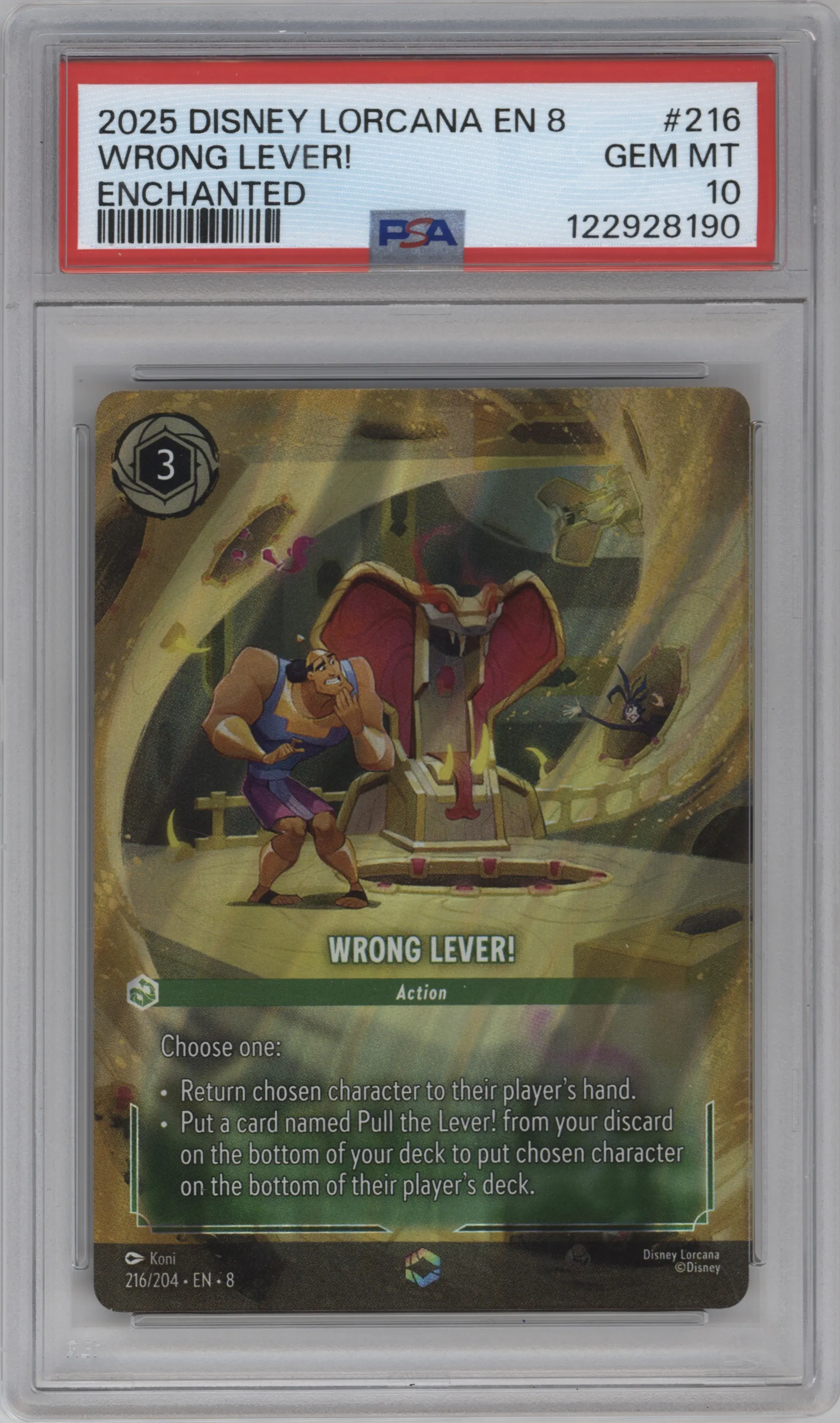 2025 Disney Lorcana Reign of Jafar Wrong Lever! Enchanted #216 PSA 10