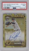 Paul Skenes from the 2024 Topps Gilded Collection set featuring a Yellow/Gold parallel graded by PSA and given an overall grade of 9.