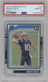 Drake Maye from the 2024 Donruss Optic set featuring a Holo parallel graded by PSA and given an overall grade of 10.