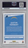 Justin Herbert from the 2020 Panini Donruss Optic set featuring a Holo parallel graded by PSA and given an overall grade of 10.