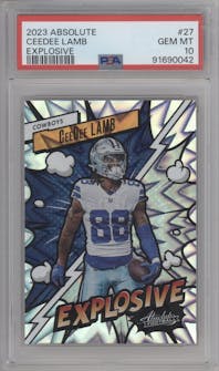 CeeDee Lamb from the 2023 Panini Absolute set graded by PSA and given an overall grade of 10.