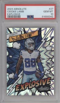 CeeDee Lamb from the 2023 Panini Absolute set graded by PSA and given an overall grade of 10.