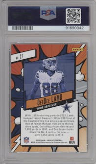 CeeDee Lamb from the 2023 Panini Absolute set graded by PSA and given an overall grade of 10.