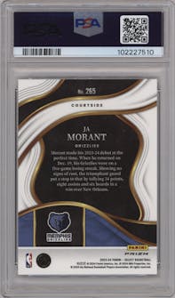 Ja Morant from the 2023-24 Panini Select  set featuring a White Sparkle parallel graded by PSA and given an overall grade of 10.