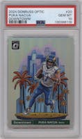 Puka Nacua from the 2024 Donruss Optic set graded by PSA and given an overall grade of 10.